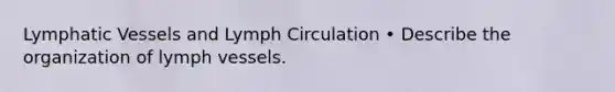 Lymphatic Vessels and Lymph Circulation • Describe the organization of lymph vessels.