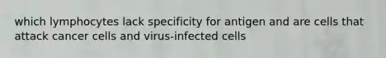 which lymphocytes lack specificity for antigen and are cells that attack cancer cells and virus-infected cells