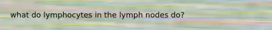 what do lymphocytes in the lymph nodes do?