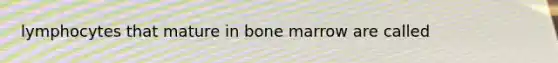 lymphocytes that mature in bone marrow are called