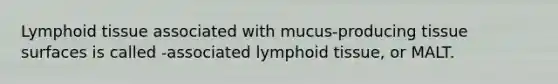 Lymphoid tissue associated with mucus-producing tissue surfaces is called -associated lymphoid tissue, or MALT.