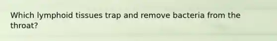 Which lymphoid tissues trap and remove bacteria from the throat?