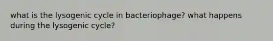 what is the lysogenic cycle in bacteriophage? what happens during the lysogenic cycle?