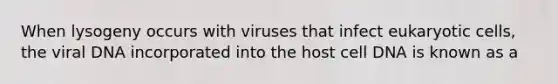 When lysogeny occurs with viruses that infect eukaryotic cells, the viral DNA incorporated into the host cell DNA is known as a