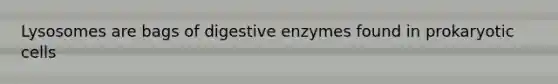 Lysosomes are bags of digestive enzymes found in prokaryotic cells