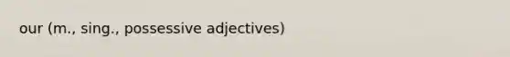 our (m., sing., <a href='https://www.questionai.com/knowledge/k9puyd0QEM-possessive-adjectives' class='anchor-knowledge'>possessive adjectives</a>)