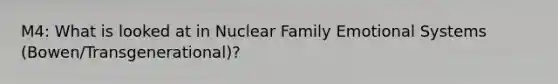 M4: What is looked at in Nuclear Family Emotional Systems (Bowen/Transgenerational)?