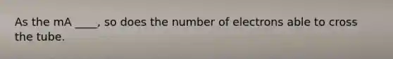 As the mA ____, so does the number of electrons able to cross the tube.