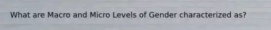 What are Macro and Micro Levels of Gender characterized as?