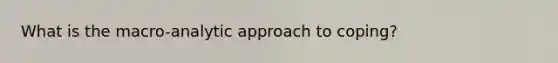 What is the macro-analytic approach to coping?