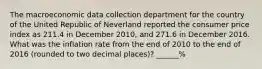 The macroeconomic data collection department for the country of the United Republic of Neverland reported the consumer price index as 211.4 in December 2010, and 271.6 in December 2016. What was the inflation rate from the end of 2010 to the end of 2016 (rounded to two decimal places)? ______%