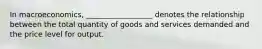 In macroeconomics, __________________ denotes the relationship between the total quantity of goods and services demanded and the price level for output.