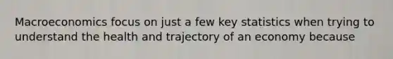 Macroeconomics focus on just a few key statistics when trying to understand the health and trajectory of an economy because