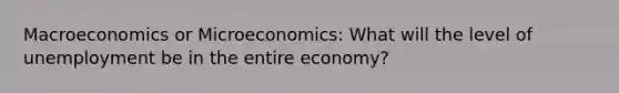 Macroeconomics or Microeconomics: What will the level of unemployment be in the entire economy?