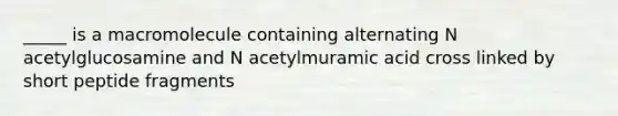 _____ is a macromolecule containing alternating N acetylglucosamine and N acetylmuramic acid cross linked by short peptide fragments