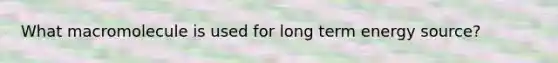 What macromolecule is used for long term energy source?