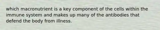 which macronutrient is a key component of the cells within the immune system and makes up many of the antibodies that defend the body from illness.