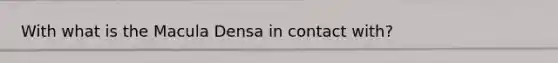 With what is the Macula Densa in contact with?