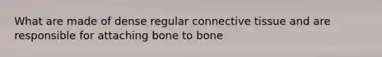 What are made of dense regular connective tissue and are responsible for attaching bone to bone