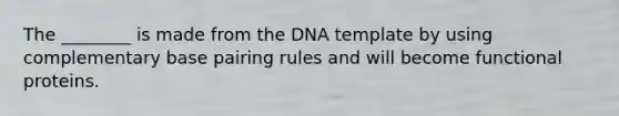 The ________ is made from the DNA template by using complementary base pairing rules and will become functional proteins.