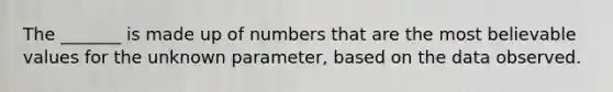 The _______ is made up of numbers that are the most believable values for the unknown parameter, based on the data observed.