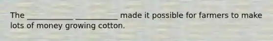The ____________ ___________ made it possible for farmers to make lots of money growing cotton.