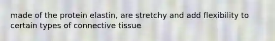 made of the protein elastin, are stretchy and add flexibility to certain types of connective tissue