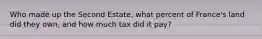 Who made up the Second Estate, what percent of France's land did they own, and how much tax did it pay?