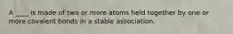 A ____ is made of two or more atoms held together by one or more covalent bonds in a stable association.