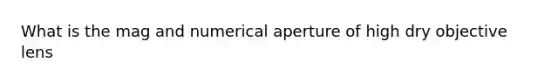 What is the mag and numerical aperture of high dry objective lens