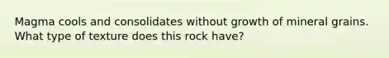 Magma cools and consolidates without growth of mineral grains. What type of texture does this rock have?
