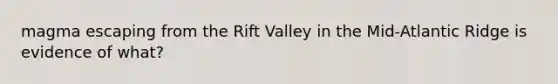 magma escaping from the Rift Valley in the Mid-Atlantic Ridge is evidence of what?