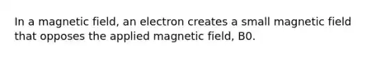 In a magnetic field, an electron creates a small magnetic field that opposes the applied magnetic field, B0.