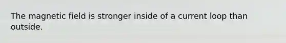 The magnetic field is stronger inside of a current loop than outside.
