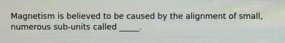 Magnetism is believed to be caused by the alignment of small, numerous sub-units called _____.