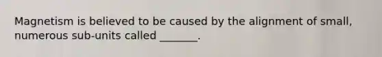 Magnetism is believed to be caused by the alignment of small, numerous sub-units called _______.