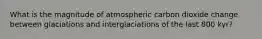 What is the magnitude of atmospheric carbon dioxide change between glaciations and interglaciations of the last 800 kyr?