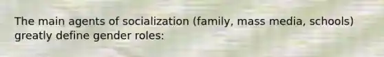 The main agents of socialization (family, mass media, schools) greatly define gender roles: