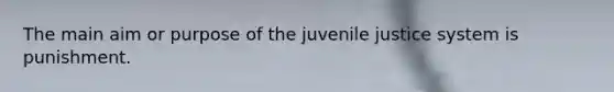 The main aim or purpose of the juvenile justice system is punishment.