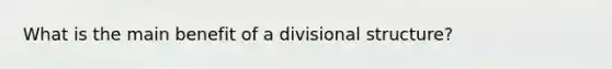 What is the main benefit of a divisional structure?