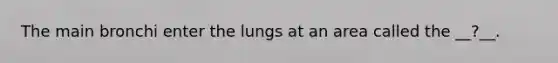 The main bronchi enter the lungs at an area called the __?__.