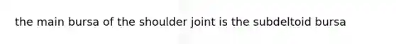 the main bursa of the shoulder joint is the subdeltoid bursa