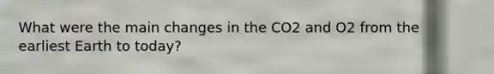 What were the main changes in the CO2 and O2 from the earliest Earth to today?