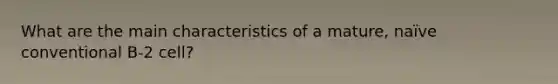 What are the main characteristics of a mature, naïve conventional B-2 cell?