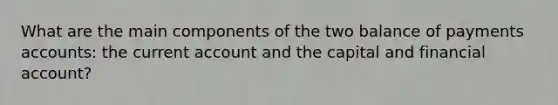 What are the main components of the two balance of payments accounts: the current account and the capital and financial account?