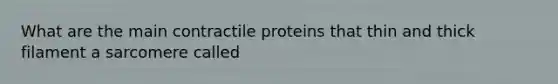 What are the main contractile proteins that thin and thick filament a sarcomere called