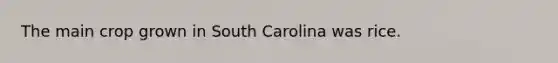 The main crop grown in South Carolina was rice.