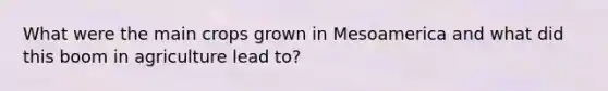 What were the main crops grown in Mesoamerica and what did this boom in agriculture lead to?