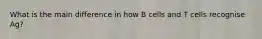 What is the main difference in how B cells and T cells recognise Ag?