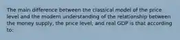 The main difference between the classical model of the price level and the modern understanding of the relationship between the money supply, the price level, and real GDP is that according to: